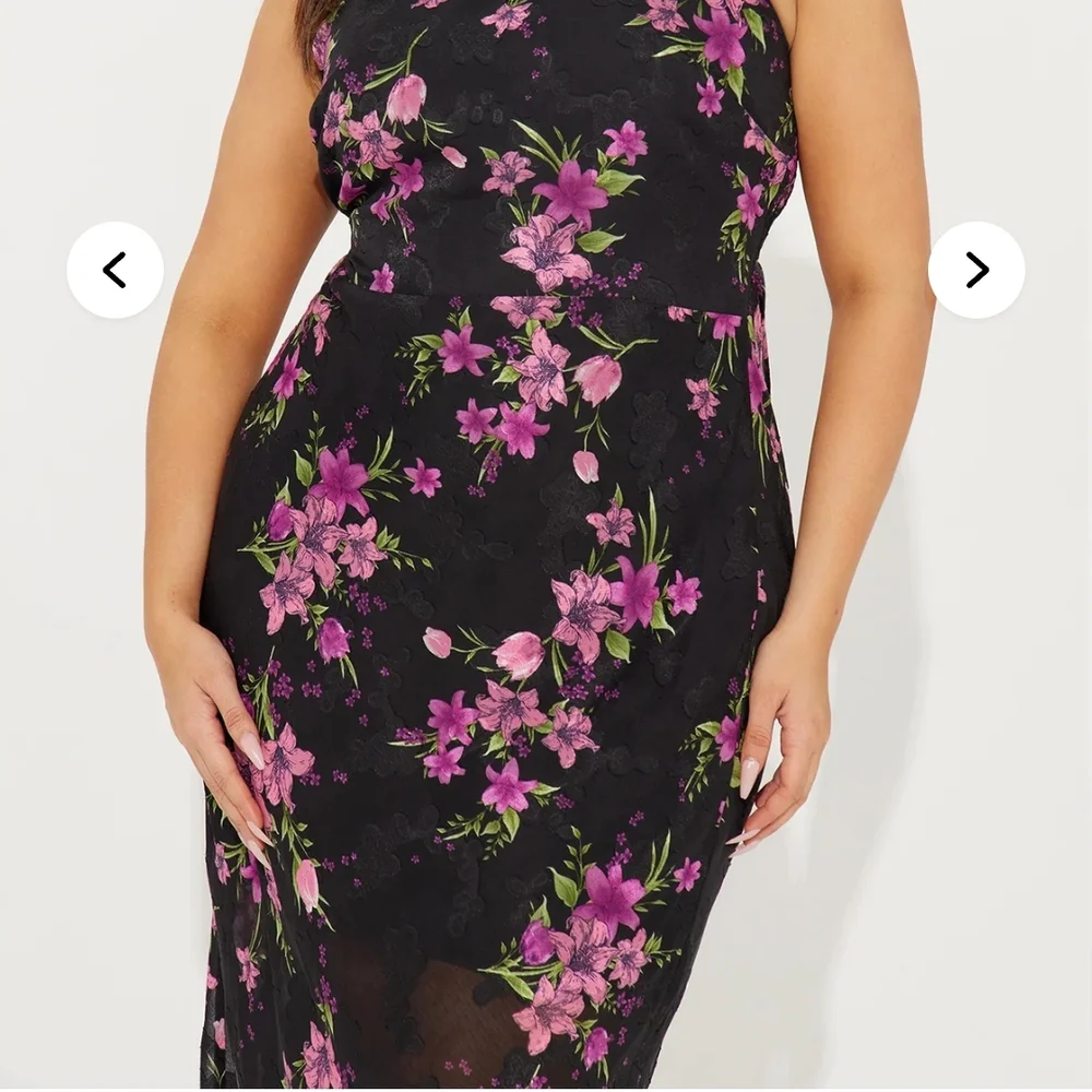 Fashion Nova Black and Pink Floral Maxi Dress - Picture 2 of 5